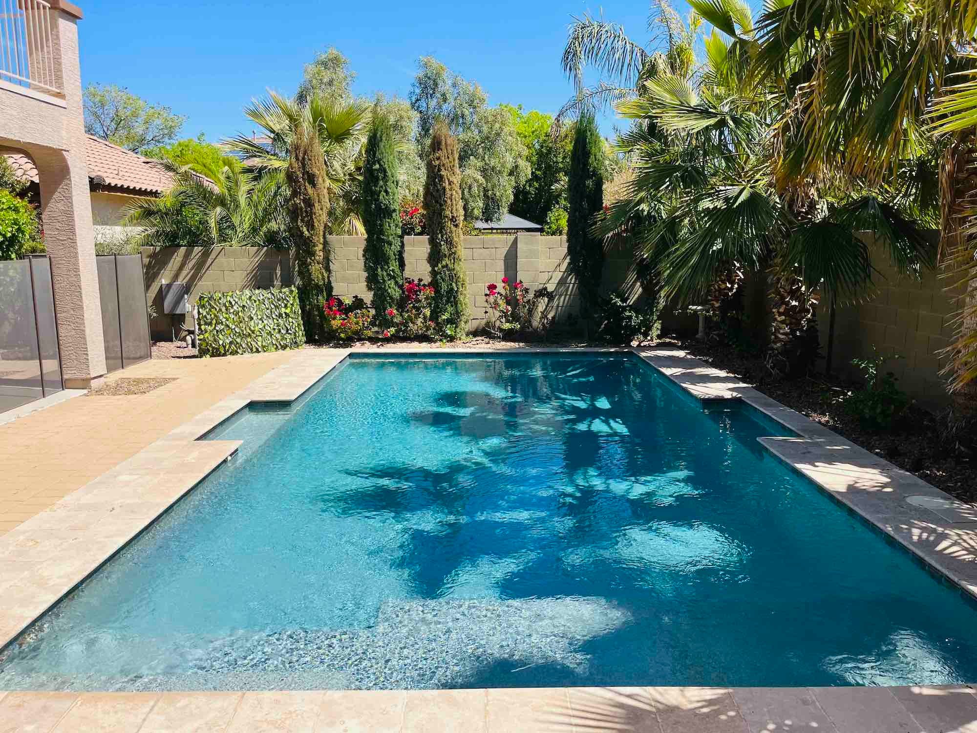 Outdoor swimming pool available to relax while recovering from gambling addiction in Goodyear, Arizona