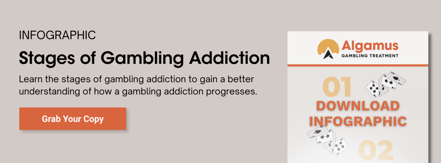 Stages of gambling addiction infographic