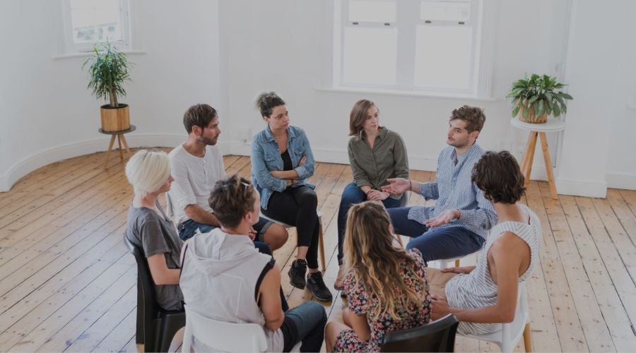 support group talking in a circle