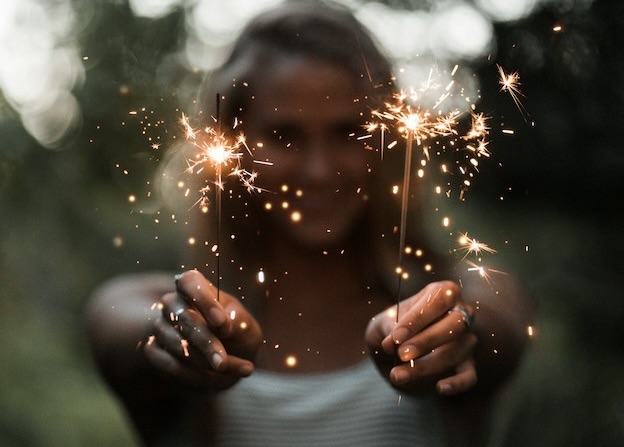 lady with candles celebrating